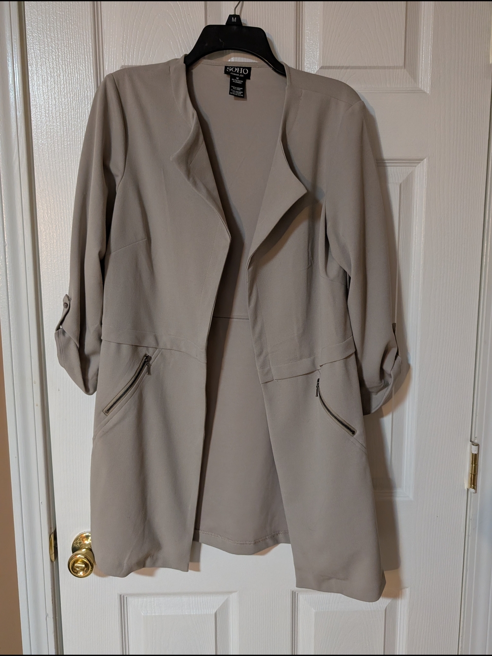 Soho Light Taupe Open-Front Blazer Jacket